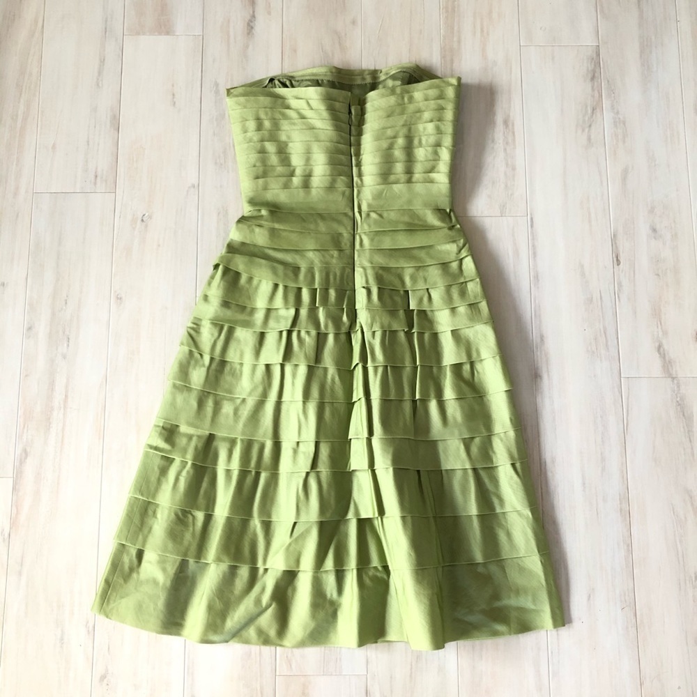 NWT BCBGMAXAZRIA Green Chiffon Strapless Dress - Picture 4 of 5